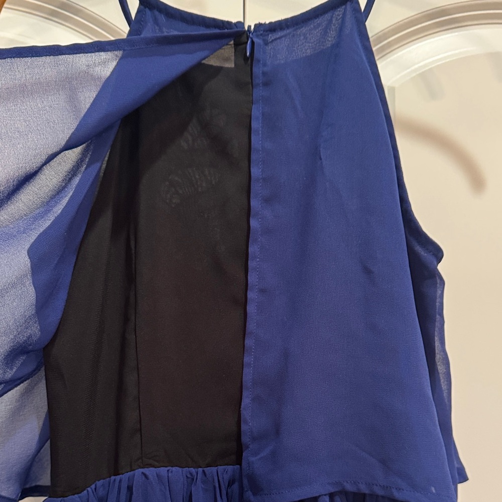Sugarlips Navy Blue Embroidered Overlay Casual Dress - Picture 7 of 11